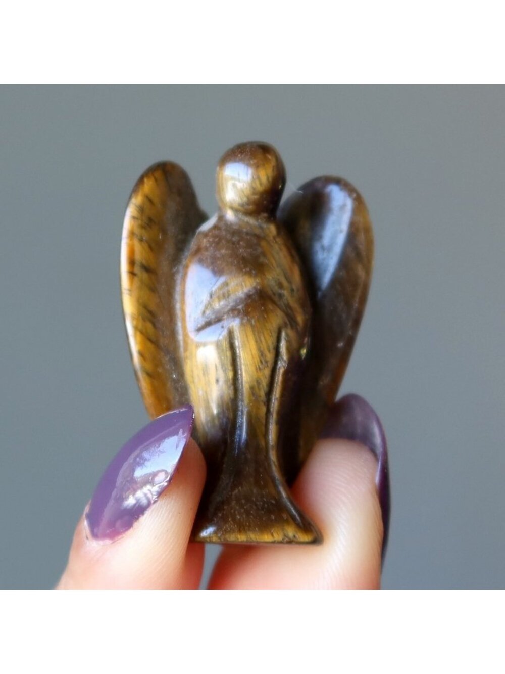 Tigers Eye Angel Spiritual Crystal Guardian Golden Brown Gemstone Figurine